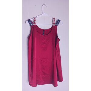 Women’s Red Tank Top with Star-Print Straps